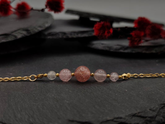 Armband - Erdbeerquarz - Gold